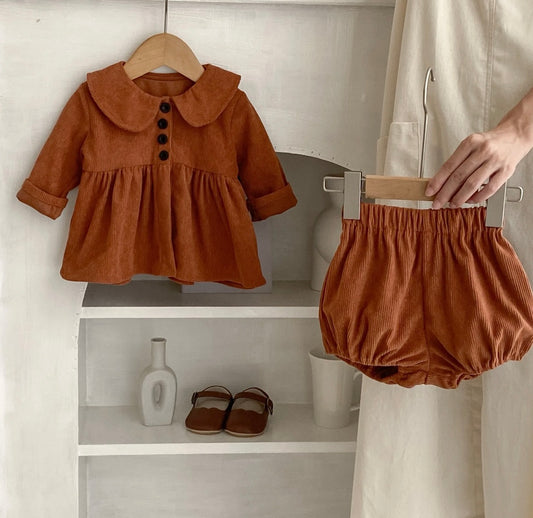 Baby Doll Camel Dress + Bloomers (Corduroy)